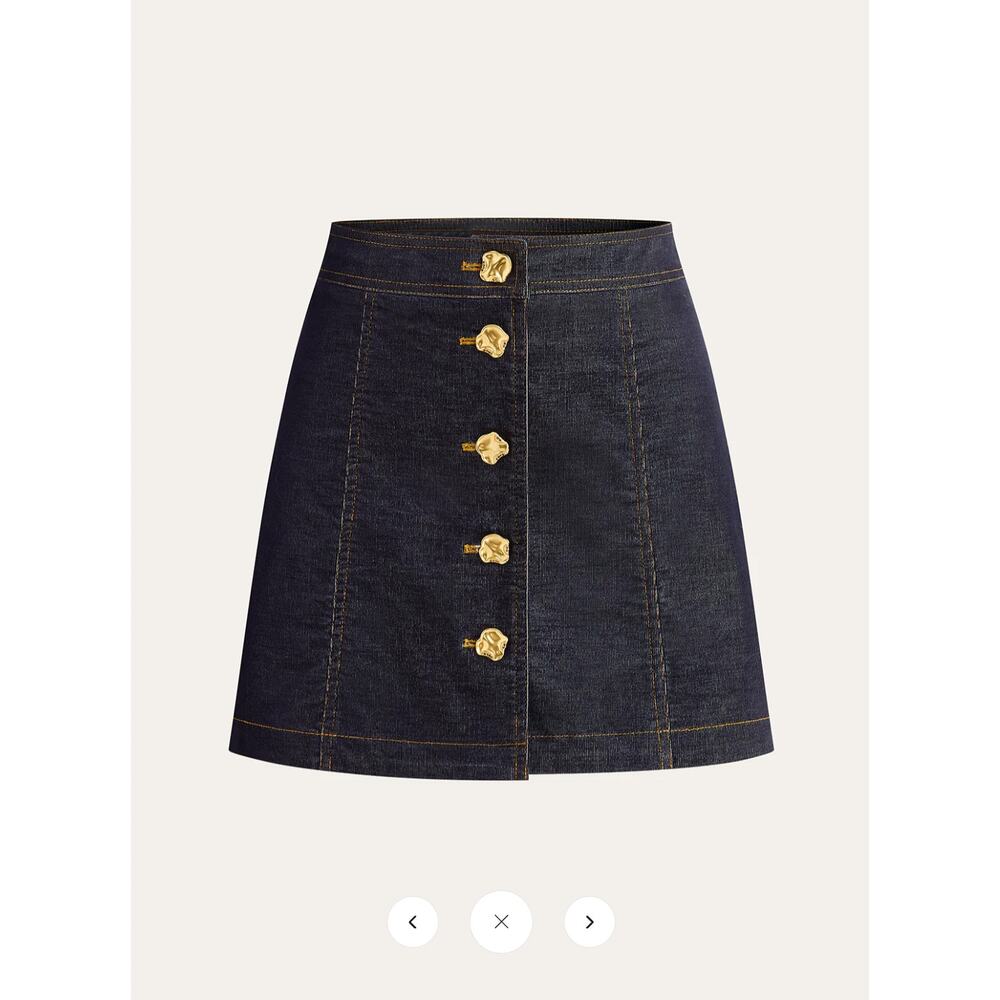 NWT Commense Metal Button-Front Mini Skirt Sz L